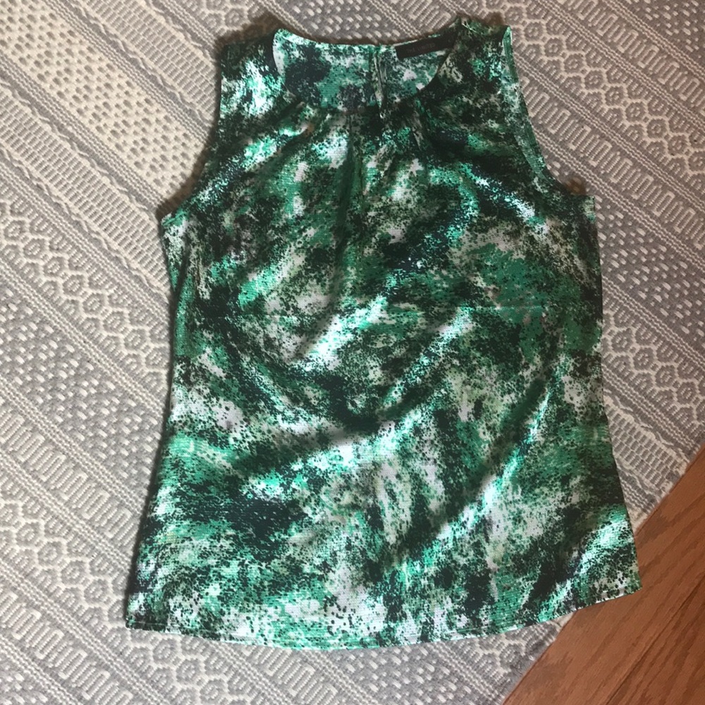 THE LIMITED green black and cream sleeveless top
